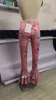 ファッション夏ピンクフレアのズボン花のフリルドレープ印刷レディース到着ワイドレッグニーズボンPalazzo 210517