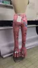 Fashion Summer Pink Flare Pants Floral Ruffled Draped Printing Ladies Arrival Wide Leg Skinny Trousers Palazzo 210517