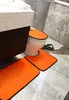 Set di coprisedili per WC di colore arancione, zerbini per interni, tappetini a U, accessori da bagno ecologici