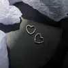 ANENJERY Simple Cute Sweet Heart Buckle Hoop Fashion for Women Heart-shaped Circle Piercing Earrings Jewelry S-E1312