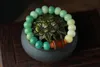 Strand pärlstav strängar original DIY Green Bodhi Root Abacus pärlor med 3 ögon DZI -storlek 11x13 Raym22
