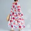 Johnature Vrouwen Print Floral Jurken O-hals Korte Mouw Losse gewaden Zomer Koreaanse Stijl Dameskleding Casual Jurken 210521