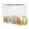 Hoop & Huggie YCD Fashion Colorful Acrylic Earrings Set For Women Gold Metal Pearl Jewelry Party Accessories