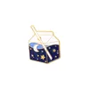 Femme Stellaire Map Glass Milk Cup Modèle Broches Planet Moon Wave Wave Alloy émail repeuple épingles européennes Badge de vêtements de sac à dos BR3097