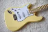 Factory Outlet-Left Handed 6 Strings Yellow Electric Guitar with White Pickguard,Scalloped Rosewood Fretboard,High Cost Performance