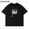 Oversized Tees Shirts Harajuku Króliki Zwierząt Print Tshirts Streetwear Hip Hop Fashion Cotton Casual Loose T-shirt Topy 210602