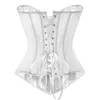 Plus Storlek Midja Trainer Steampunk Corset Mesh White Bridal Corsets Top Slimming Bustiers Tummy Transparent Sexig Underkläder Lace Up Body Shapewear 2021