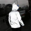 Giacche da uomo High Street Full Reflective Jacket Uomo Donna Harajuku Giacca a vento con cappuccio Hip-hop Streetwear Night Shiny Zipper Cappotti