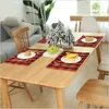 Plaid Tischset Tischset Rot Schwarz Plaid Tischbesteck Weihnachtsdekoration Tischset Tischdecke Weihnachten Home Party Dekorationen 44*29cm DAP95