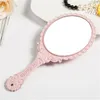 High Definition Mirrors Hand Looking Glass Retro Pattern Vanity Lighted Makeup Mirror Korean Style Princess Compact Portable Handle RH5812