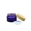 20G 30G 50G clair violet verre bouteille rechargeable vide crème pour les yeux pots faux bois plastique vis couvercle cosmétique emballage Containe