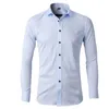 Grijze elastische bamboe fiber shirt mannen gloednieuwe mouwen heren jurk shirts niet-ijzeren eenvoudige zorg zakelijke werk chemise homme xxl 210410