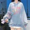 Длинные рукава толстовки с капюшоном весна осень свободно подходит Kawaii Hoodie повседневная плюс размер модной женской одежды 210928