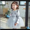 Dresses Baby Clothing Baby Kids Maternity Drop Delivery 2021 Girls Printed Round Neck Long Sleeve Bow Floral Tutu Dress Party Puffy Yarn Prin