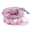 Söt solid Color Bell Collar Cat Accessories Teddy Pet Bells Collar Traction Rope Set