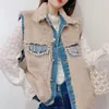 Gilet da donna 2022 Inverno Coreano Dolce Streetwear Gilet Cappotto Moda donna Perline Strass di lusso Gilet in lana d'agnello imitazione Stra22