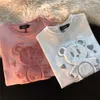 Giapponese Amore Orso Coppia T-shirt Donna Carino Manica corta Magliette e camicette 2021 Estate Oversize Allentato Casuale Femminile Tee Camicette Vestiti Delle Donne X0628