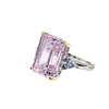 Sterling Sier Square Sapphire Sparking High Carbon Diamond Rings Women