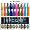 Gel d'ongle Parkson 10pcs Set de vernis Glitter Vernis hybride semi-permanent Soak Off UV LED Art Manucure Nails1372639