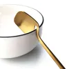 16pcs Black Dinnerware Sets Kitchen Decor Spoon Fork Knife Tableware Set Matte Gold Cutlery Ice Cream Desserts Soup Coffee Use 211112