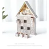 Jul Wooden Advent Calendar Nedräkning Dekoration med lådor LED Light Ornament för Vuxna Kids 211019
