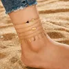 Anklets Fasion 펑크 발목 팔찌 여성용 골드 컬러 라인 석 여름 해변 다리 액세서리 Cheville Foot Jewellery