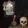 Decorazione per feste Fantasma di Halloween nello specchio Ornamenti per cornici luminose in resina Donna che esce dal muro