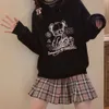 Coréia Ulzzang Urso Bonito Mulheres Hoodies Moletons Loose Hip Hop Streetwear Tops Vintage Punk Casual Harajuku Roupas 210803