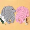 Infant Baby Boys Girls Hollow Out Rompers Clothes Children Boy Girl Kids Knitting Long Sleeve Pure Color 210429