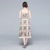 summer Fashion Designer temperament Women's dress Floral Print Bohemia Maxi Dresses 210531