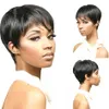 Pixie Cut Wigs Brazilian прямой парик для волос с человеческим париком с челкой 6 -дюймовый натуральный цвет для волос с натуральной цветом сделан 150%