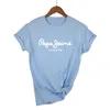 2021 Nyaste Pepe-Jeans-London T-shirt Sommar Kvinnors Kortärmad Populära Tees Shirt Toppar Unisex Y0606