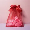 Sacs à cordon en Organza sacs de rangement de couleur rouge avec paquet d'arc bijoux affichage cadeau d'anniversaire emballage de bonbons en gros
