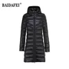 Dames Lichtgewicht Waterbestendig Packable Puffer Coat Hood Verwijderbare Vrouwen Vrouwelijke Draagbare Fluffy Lange Jassen 211018