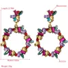 Brincos de declaração moda extravagante colorido strass cristal grinalda para mulheres meninas jóias pendurado lustre3757829