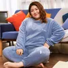 6xl Plus Size Flannal Pijama Quente Set Ladies Pajamas Mulher Nightgown Winter Inverno Roupas Loungwear Homewear Pijama 210928