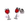 Stud 1 paio di cristalli rossi zircone cubico amore pietra tagliata bicchiere di vino orecchini stile per le donne gioielli moda festa di San Valentino regalo304H