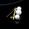 ピン、ブローチぶら下げビーズ - 韓国風真珠のブローチ襟針女性知的服ピン飾り金属ジュエリー