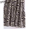 Vintage Animal Print Sexy Sling Dress Femmes Col En V Sans Manches Taille Haute A-ligne Midi Summer Night Out Robe 210514