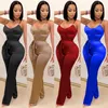 Mulheres Sexy Sling Jumpsuits Plus Size Wide Leg Calças Designer Verão Sólido Cor Sem Mangas Vest Shorts Sports Macacão Club Tight Macacos Calças