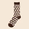 Accesorios de moda Señoras Calcetines de pila para otoño invierno Estampado de flores Mantenga calientes Calcetines de mujer Calcetines de tubo medio Calcetín de cachemira engrosamiento de estilo coreano