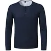 Vaffel T-shirt Män Märke Mens Henley Casual Slim Fit Långärmad Tee Homme Solid Hip Hop Camisetas Tops XXL 210629