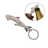 50 sztuk Metal 2 w 1 Keychain Otwieracz do butelek Creative Shark Ryba Łańcuch Piwo Otwieracze DH5743