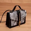 New Fashion Korea Style Small Square Ladi Tote Snake Pattern Shoulder Cross Body PU Leather Woman Hand Bag