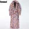 Nerazzurri Winter Leopard Lange Bunte Weiche Warme Dicke Flauschige Pelzigen Kunstpelz Trenchcoat für Frauen Runway European Fashion 211122