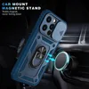 Armor Heavy Duty Shockproof Kickstand magnetic car holder Phone Cases for iPhone 13 12 11 Pro xs Max mini Samsung s21 plus ultra fe Slide window Finger ring dustproof