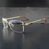 2022 Factory Wholesale High Quality Luxury Rimless Clear Eye Frames Mens Transparent Optical Spectacles Metal Deisgner Eyewear Fill Prescription