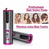 10pcs Ship Professional Automatic Hair Curler Straightener Wireless Temperature Display Curling Iron Wand Roller USB Charging Auto Curlers Styler Tools