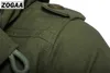 Zogaa бренд мужской куртку широко талированное пальто повседневная хлопчатобумажная ветровка с капюшоном куртки с капюшоном пальто наготовки мужская одежда армия зеленый военный 211103