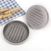 Alluminio in lega rotonda a forma di hamburger strumento cucina cucina manico in legno maker hamburger hamburger di carne stampo carne bbq grill hy0028